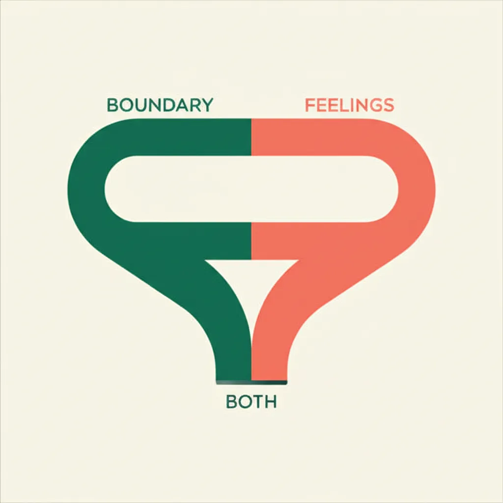 Diagram showing boundary and feelings as two paths merging into one labeled Both