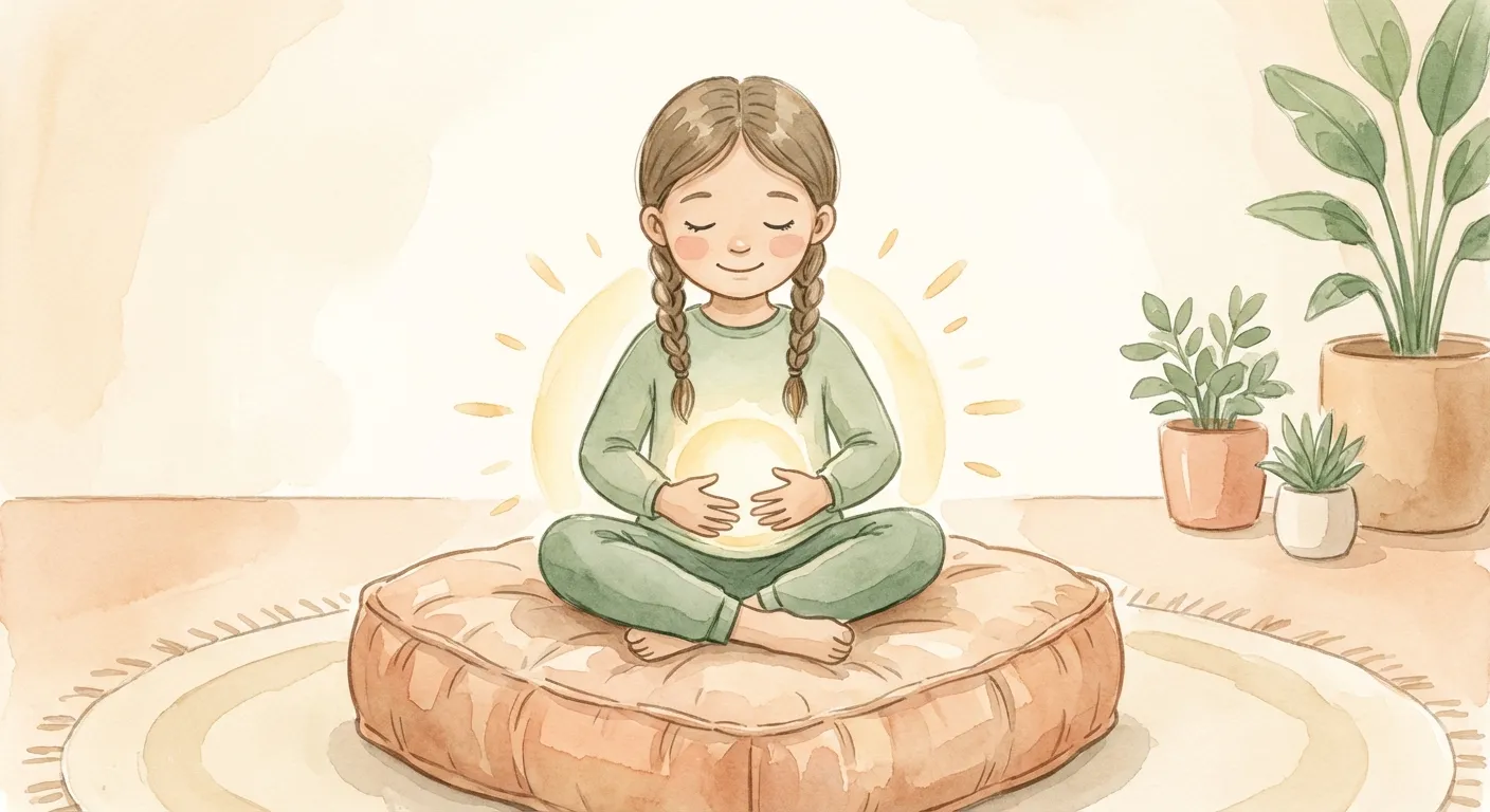 Parent and child sitting together doing calm breathing practice