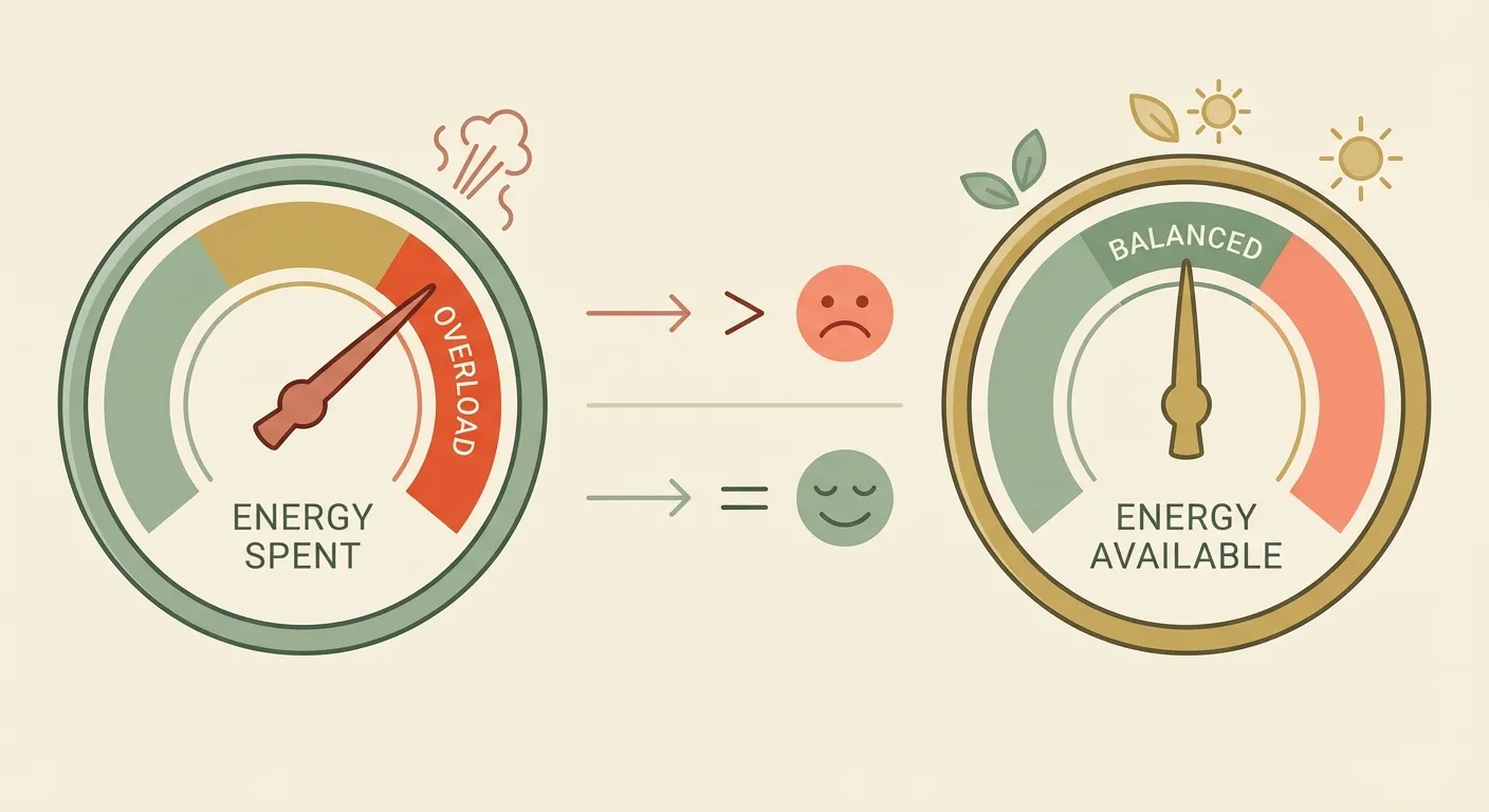 Two gauges comparing energy spent versus energy available