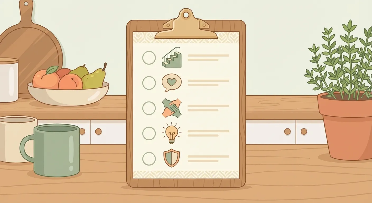 Five morning conversation topics illustrated as icons