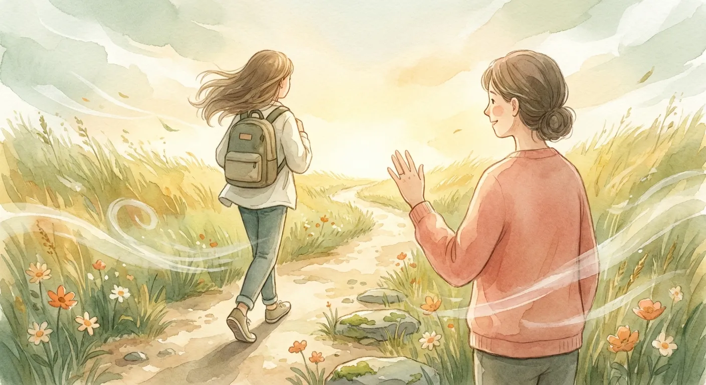 A parent sitting calmly on a bench watching a child climb a tree independently