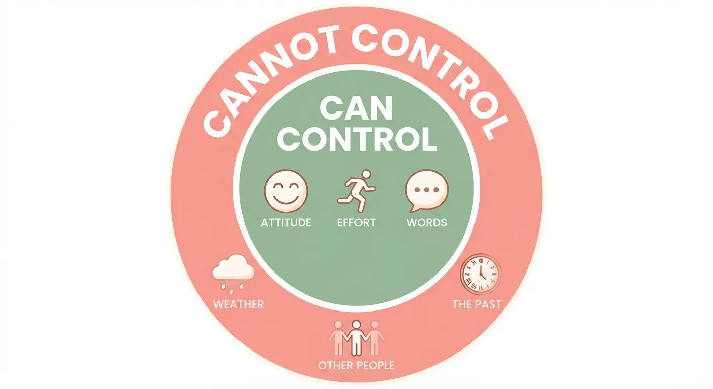 Concentric circles diagram showing the inner Circle of Control in green and the outer No Control zone in coral