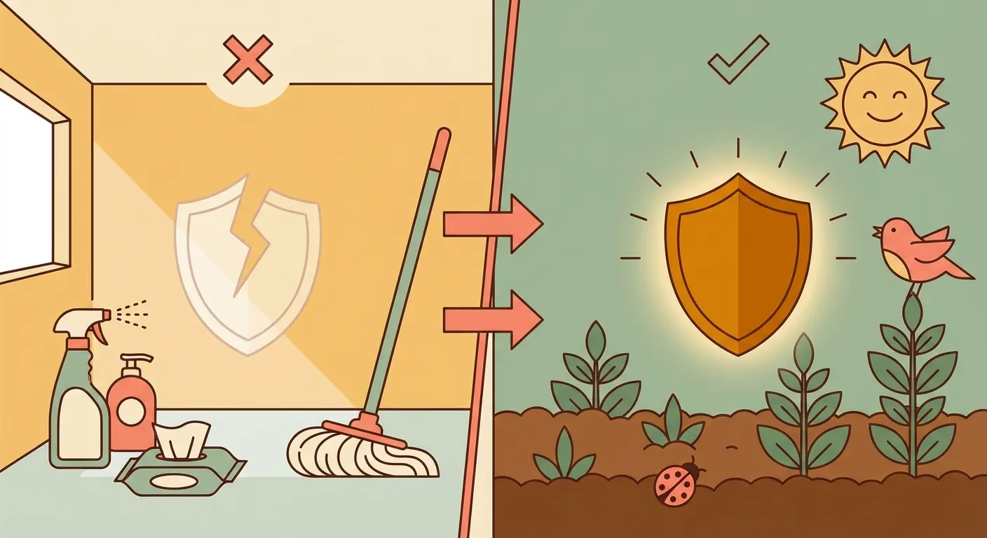 Comparison between over-sanitized and microbe-friendly environments