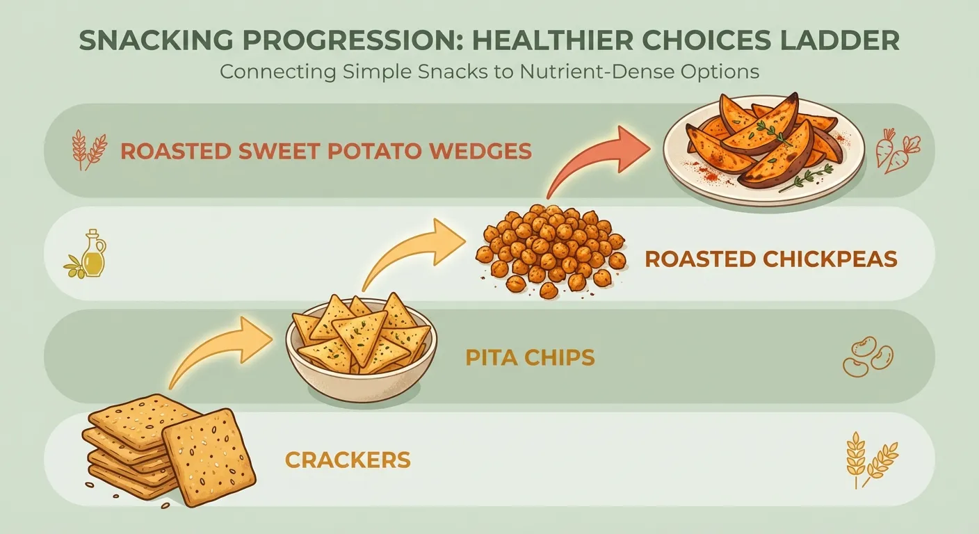 Infographic showing the flavor ladder concept: progressing from familiar foods to new ones via shared properties