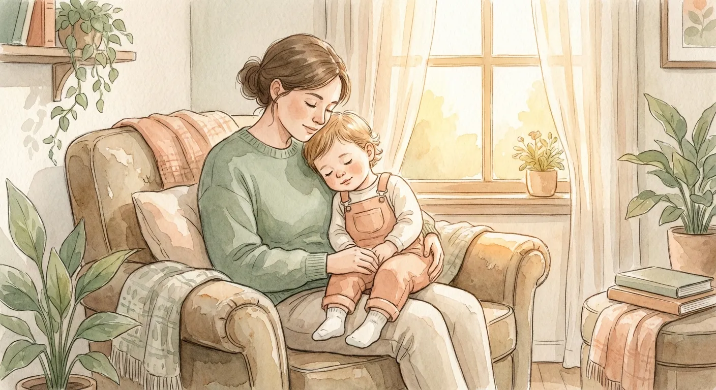 Parent and toddler reconnecting peacefully