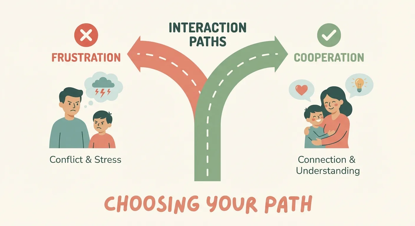 Two paths comparing ineffective vs effective behavior responses