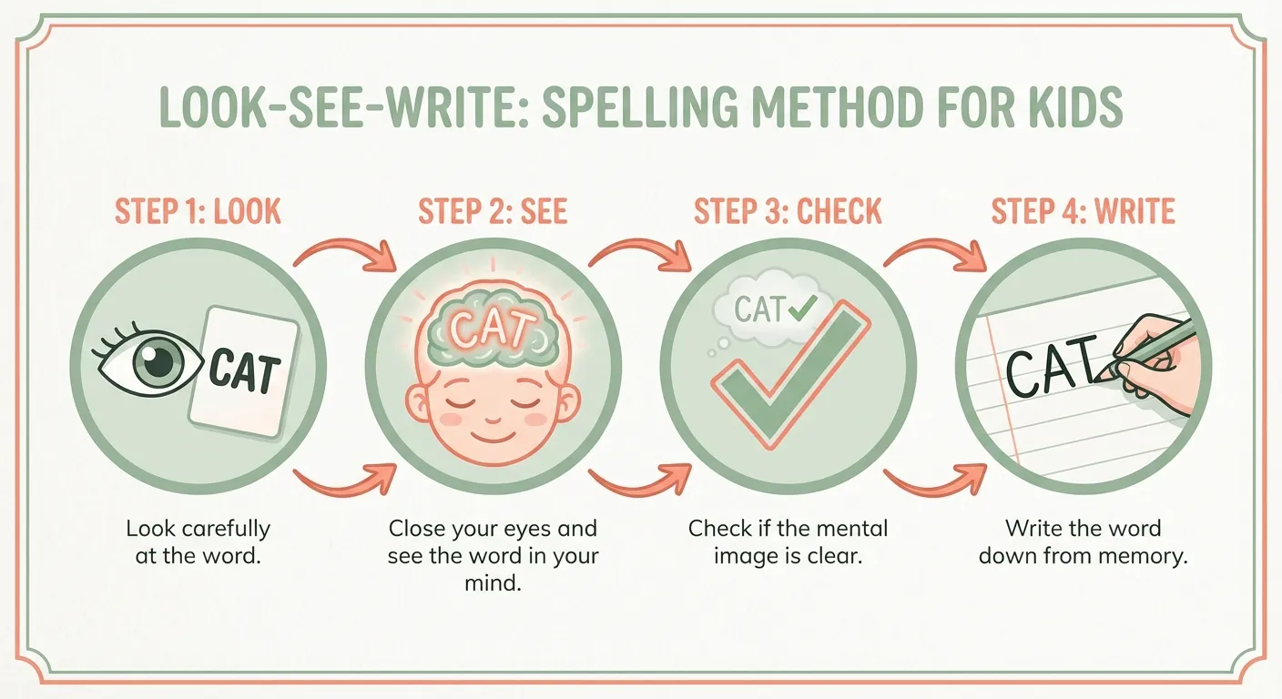 A child with eyes closed, visualizing a word clearly in their mind