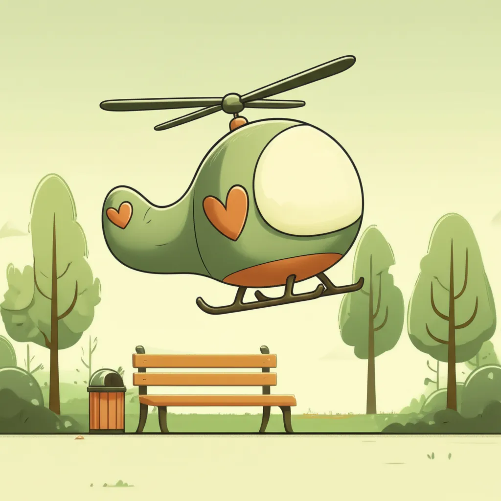 Whimsical illustration of a soft helicopter with a heart, representing grandparent hovering as a superpower