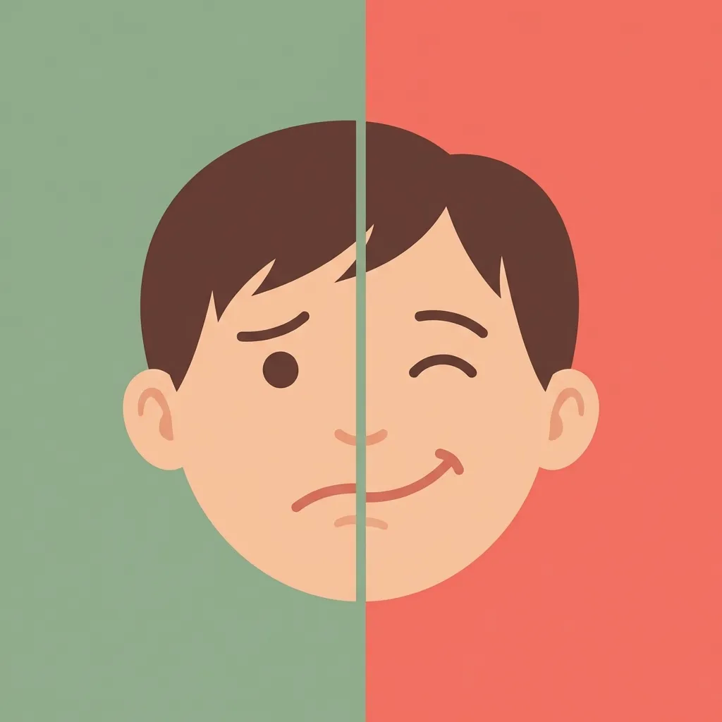 Split-face illustration of a child showing disappointment on one side and relief on the other, representing the Relief Test diagnostic