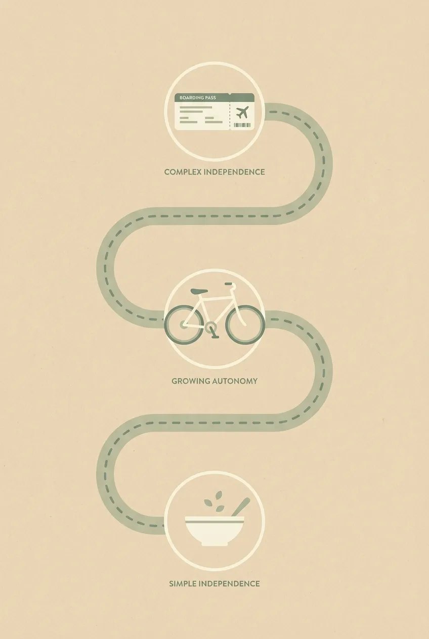 A cracked egg on a warm kitchen counter, minimal and inviting