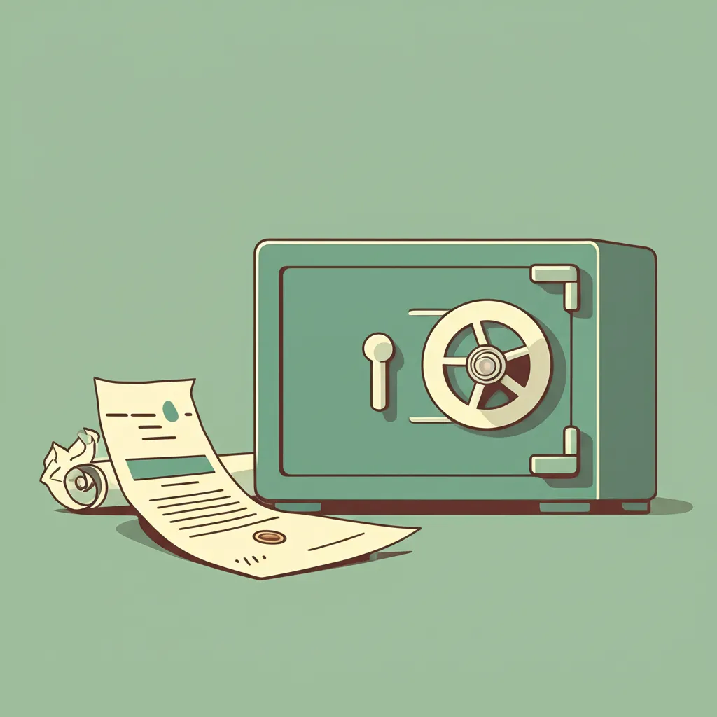 Illustration of a crumpled safety certificate next to a locked gun safe, representing the gap between training and real protection