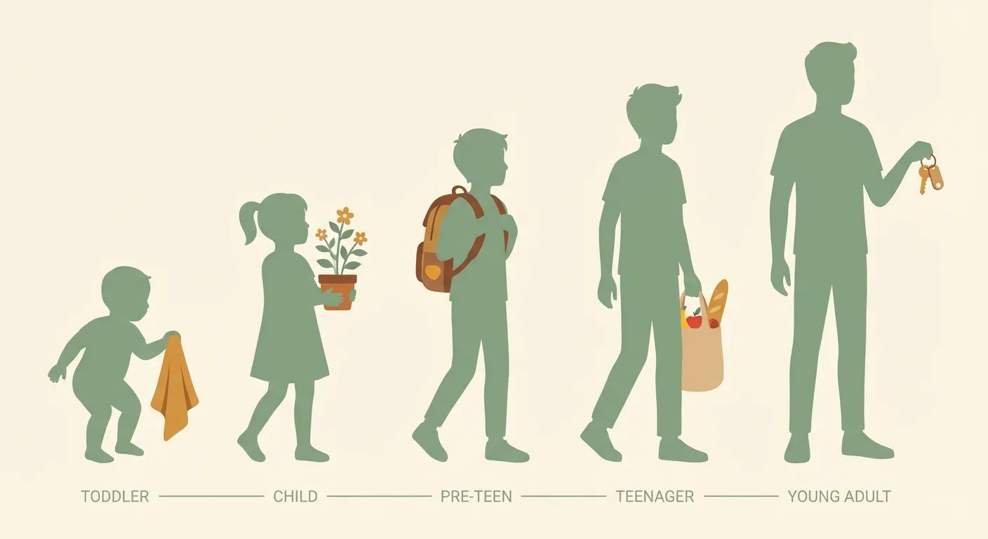Warm illustration showing earn-it formula with a broom leading to a game controller through a when-then arrow