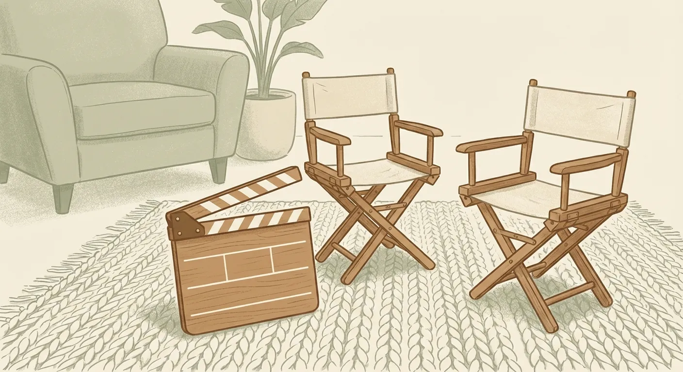 Warm illustration of kids in director chairs with a movie clapperboard, learning empathy through play